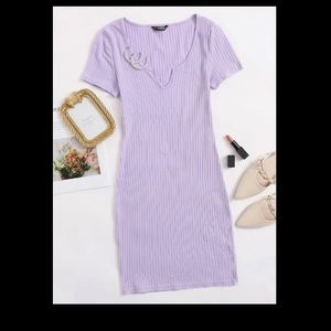 SHEIN Notched Neck Ribbed Dress